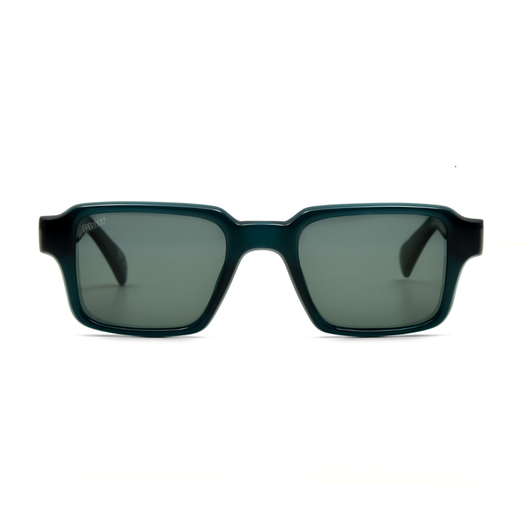 Blurr Eyewear in the dance teal rave sunglasses, front view